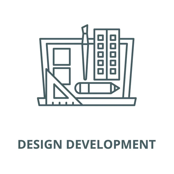 Design ícone de linha de desenvolvimento, vetor. Projeto desenvolvimento esboço sinal, símbolo de conceito, ilustração plana — Vetor de Stock