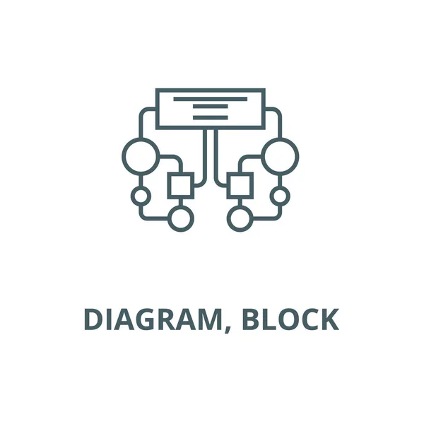 Diagramma, icona della linea di blocco, vettore. Schema, segno del profilo del blocco, simbolo del concetto, illustrazione piatta — Vettoriale Stock