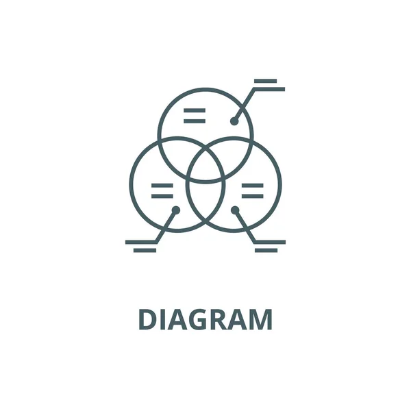 Diagrama, marketing, icono de línea de piezas de círculo, vector. Diagrama, comercialización, signo de contorno de piezas de círculo, símbolo de concepto, ilustración plana — Archivo Imágenes Vectoriales