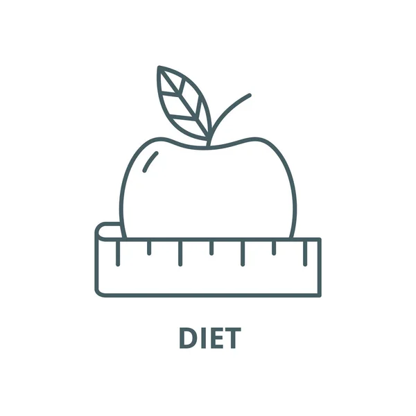 Icona della linea di dieta, vettore. Segno di contorno della dieta, simbolo concettuale, illustrazione piatta — Vettoriale Stock
