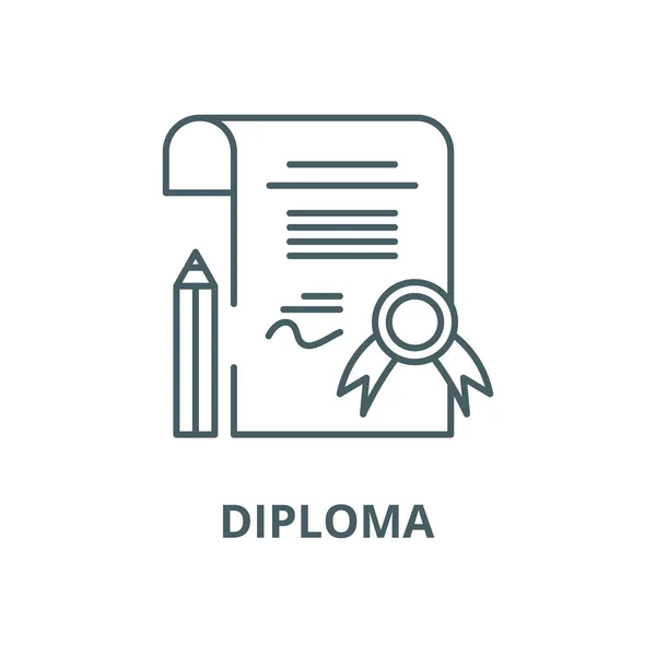 Icono de línea de diploma, vector. Señal de esquema de diploma, símbolo de concepto, ilustración plana — Archivo Imágenes Vectoriales