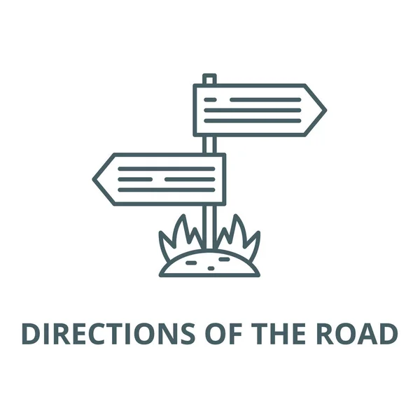 Instruções do ícone da linha de estrada, vetor. Instruções do sinal de contorno da estrada, símbolo de conceito, ilustração plana — Vetor de Stock