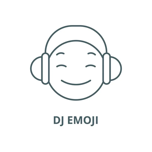 DJ Emoji linje ikon, vektor. DJ Emoji kontur tecken, koncept symbol, platt illustration — Stock vektor