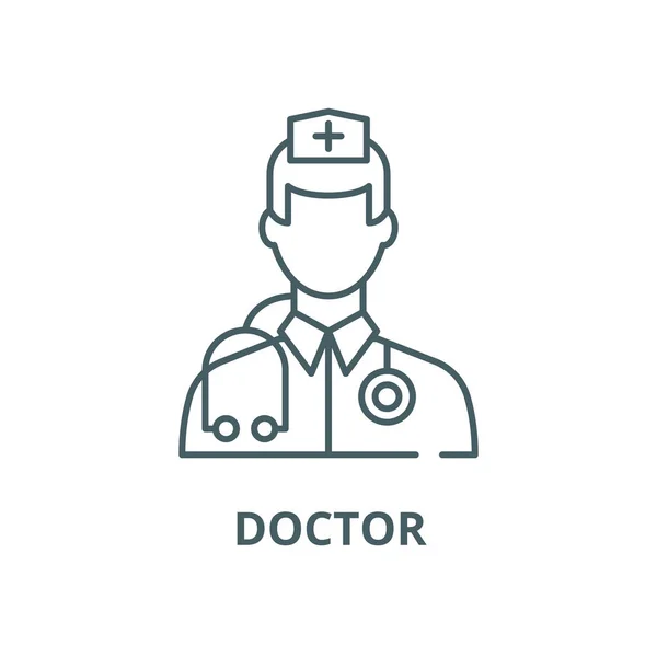 Ícone de linha médica, vetor. Sinal de esboço médico, símbolo de conceito, ilustração plana —  Vetores de Stock