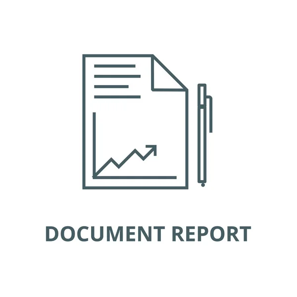 Rapporto del documento con grafico e penna linea icona, vettore. Rapporto del documento con il grafico e il segno del contorno della penna, il simbolo del concetto, illustrazione piatta — Vettoriale Stock