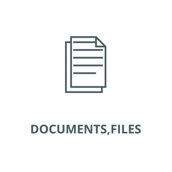 Documents,files line icon, vector. Documents,files outline sign, concept symbol, flat illustration — Stock Vector