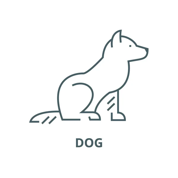 Icono de línea de perro, vector. Señal de contorno de perro, símbolo de concepto, ilustración plana — Vector de stock