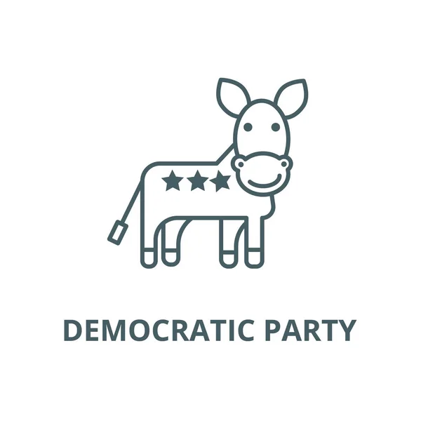 Burro, EUA, ícone da linha do partido democrático, vetor. Burro, EUA, partido democrático esboço sinal, símbolo de conceito, ilustração plana — Vetor de Stock