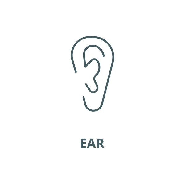 Icono de línea de oído, vector. Signo del contorno del oído, símbolo del concepto, ilustración plana — Vector de stock