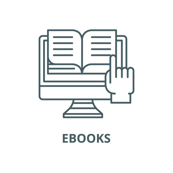 EBooks lijn icoon, Vector. EBooks schets teken, concept symbool, platte illustratie — Stockvector