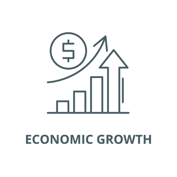 Icono de línea de crecimiento económico, vector. Signo del esquema de crecimiento económico, símbolo conceptual, ilustración plana — Vector de stock