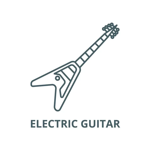 Icono de línea de guitarra eléctrica, vector. Guitarra eléctrica contorno signo, concepto símbolo, ilustración plana — Archivo Imágenes Vectoriales