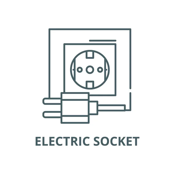 Icône de ligne de prise électrique, vecteur. Signe de contour de prise électrique, symbole de concept, illustration plate — Image vectorielle