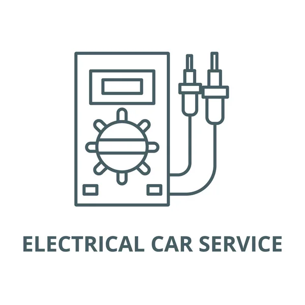 Elektrische Autoservice lijn icoon, Vector. Elektrische Autoservice schets teken, concept symbool, platte illustratie — Stockvector