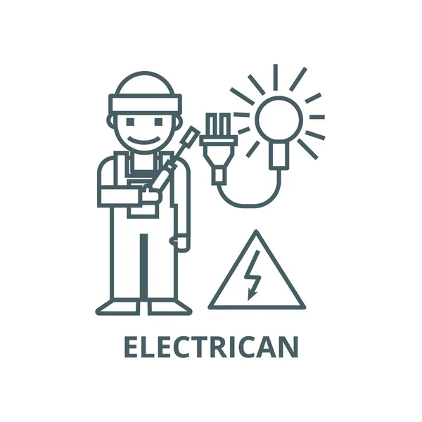 Icono de línea eléctrica, vector. Señal de contorno eléctrico, símbolo conceptual, ilustración plana — Archivo Imágenes Vectoriales