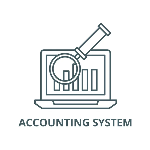 Icona della linea del sistema contabile elettronico, vettore. Segno di contabilizzazione elettronica, simbolo concettuale, illustrazione piatta — Vettoriale Stock