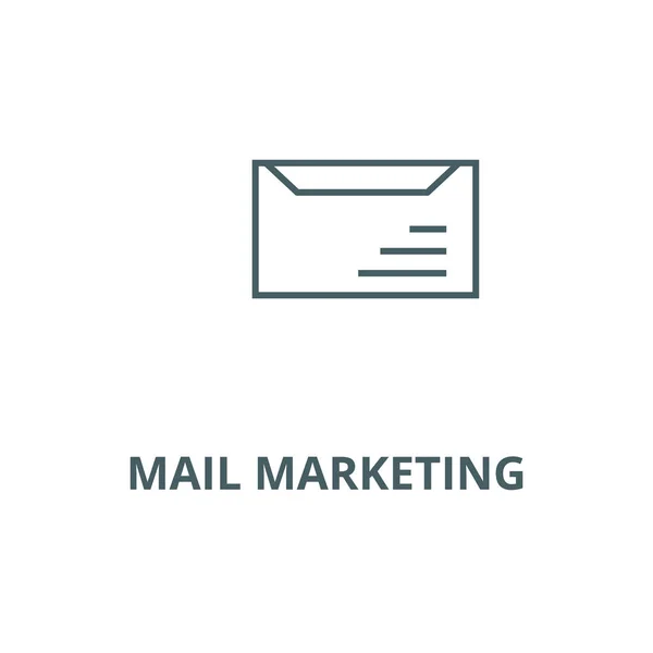 E-mail szállítás, e-mail marketing vonal ikon, vektor. E-mail kézbesítés, levélmarketing vázlatjel, koncepció szimbólum, lapos illusztráció — Stock Vector