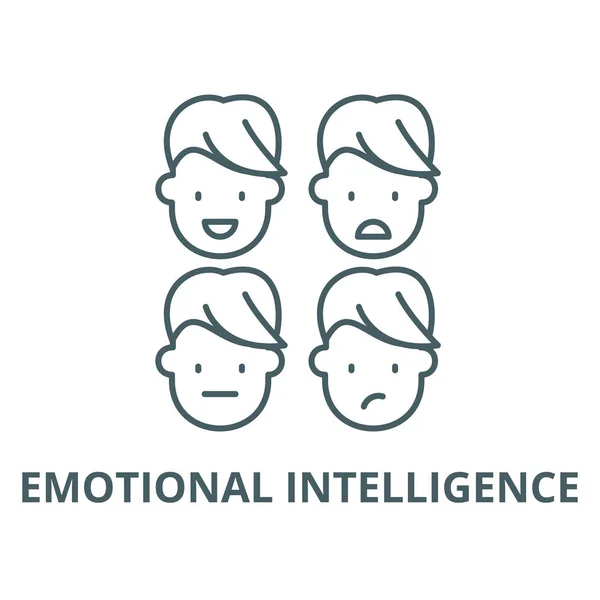 Icono de línea de inteligencia emocional, vector. Signo de contorno de inteligencia emocional, símbolo conceptual, ilustración plana — Vector de stock