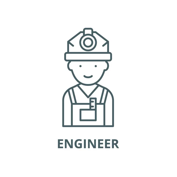 Icona della linea dell'ingegnere, vettore. Segno del profilo dell'ingegnere, simbolo del concetto, illustrazione piatta — Vettoriale Stock