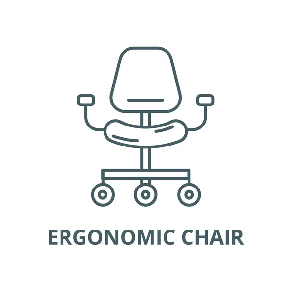 Icono de línea de silla ergonómica, vector. Silla ergonómica signo contorno, símbolo concepto, ilustración plana — Archivo Imágenes Vectoriales