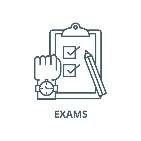 Icône de ligne d'examens, vecteur. Examens contour signe, symbole de concept, illustration plate — Image vectorielle