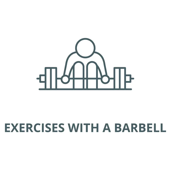 Exercises with a barbell line icon, vector. Exercises with a barbell outline sign, concept symbol, flat illustration