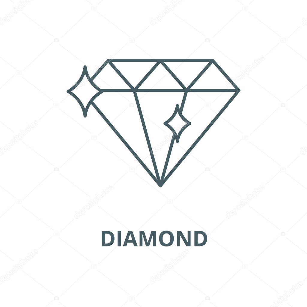 Diamond line icon, vector. Diamond outline sign, concept symbol, flat illustration