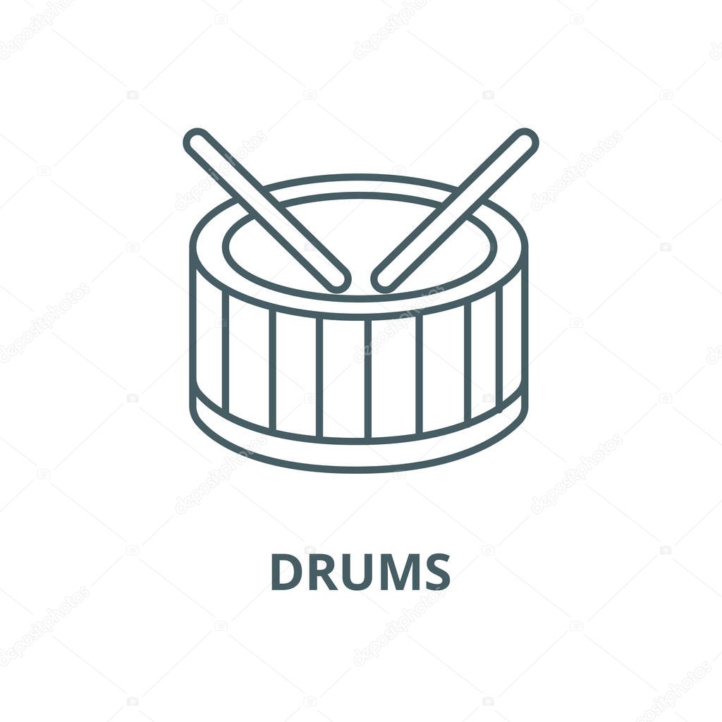 Drums line icon, vector. Drums outline sign, concept symbol, flat illustration
