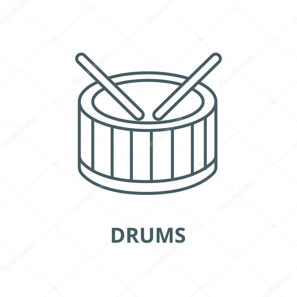 Drums line icon, vector. Drums outline sign, concept symbol, illustration