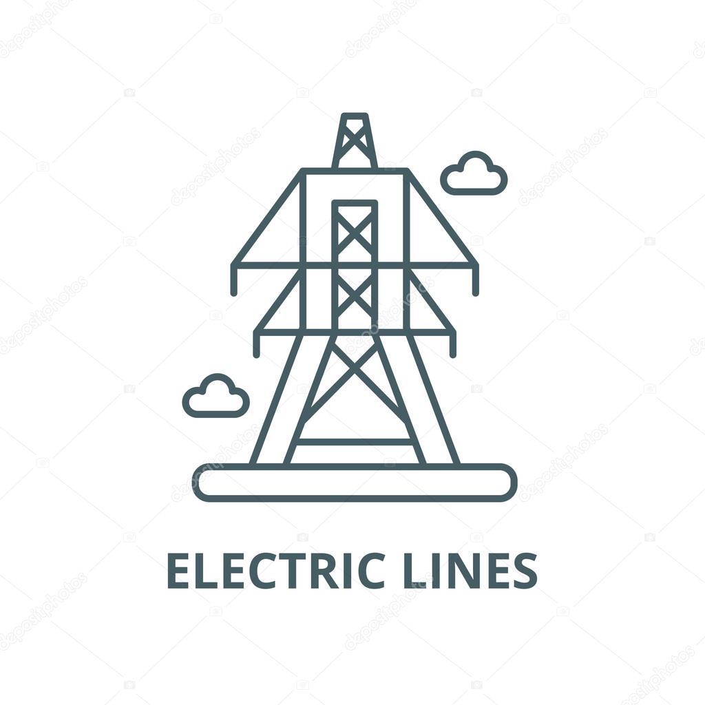 Electric lines line icon, vector. Electric lines outline sign, concept symbol, illustration