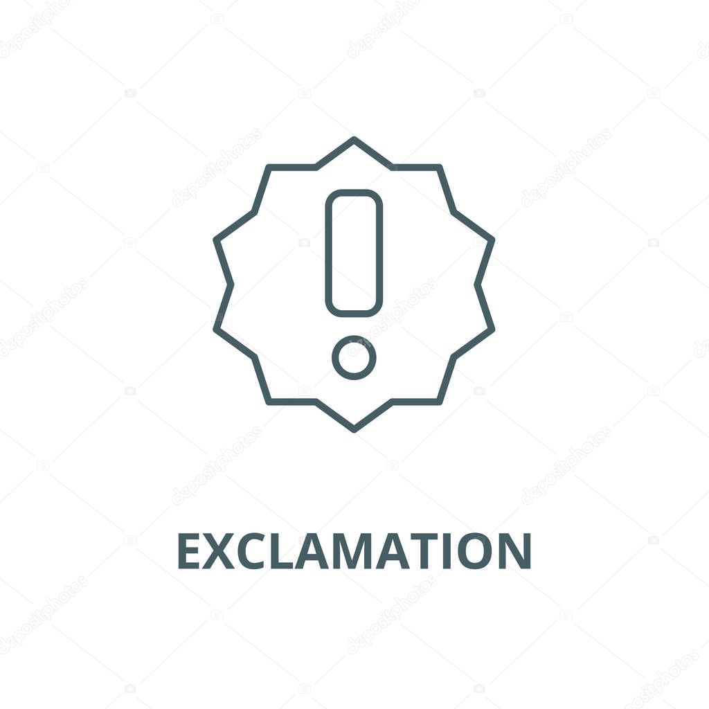 Exclamation line icon, vector. Exclamation outline sign, concept symbol, flat illustration