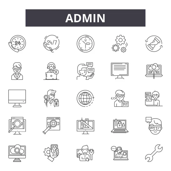 Административная линия, знаки, вектор. Admin outline concept, illustration: admin, person, business, office, web, internet, people — стоковый вектор