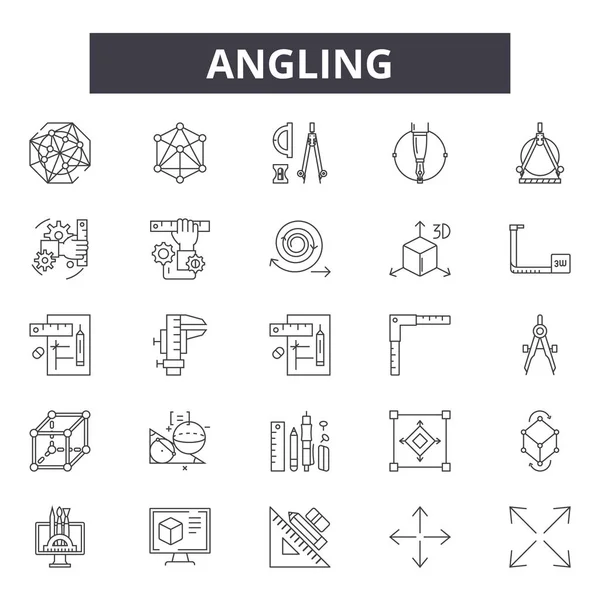 Angling line icons, signs set, vector. Angling outline concept, illustration: angle,measure,rotation,pictogram,rotate — Stock Vector