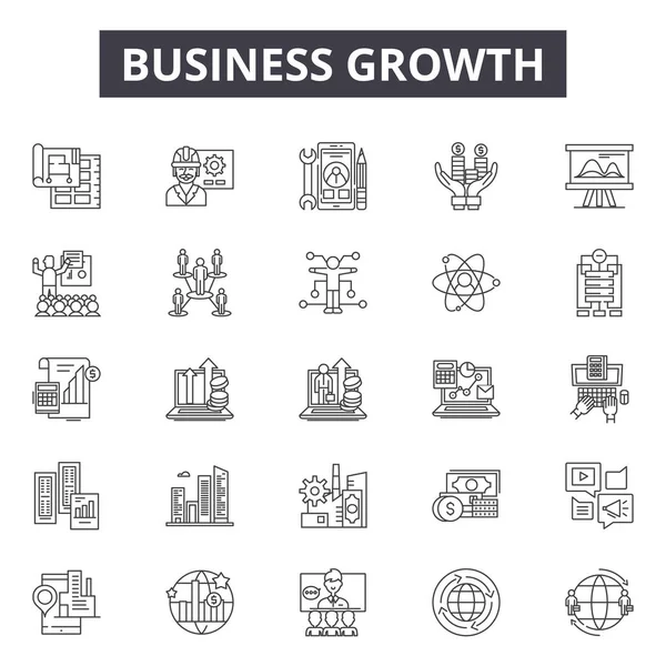 Иконки линий роста бизнеса, наборы знаков, вектор. Концепция роста бизнеса, иллюстрация: рост, бизнес, график, стрелка, график, диаграмма — стоковый вектор