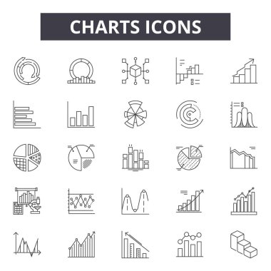 Çizgi simgelerini, işaretleri ayarlayın, vektör. Grafikler anahat kavramı, illüstrasyon: grafik, iş, diyagram, grafik, veri