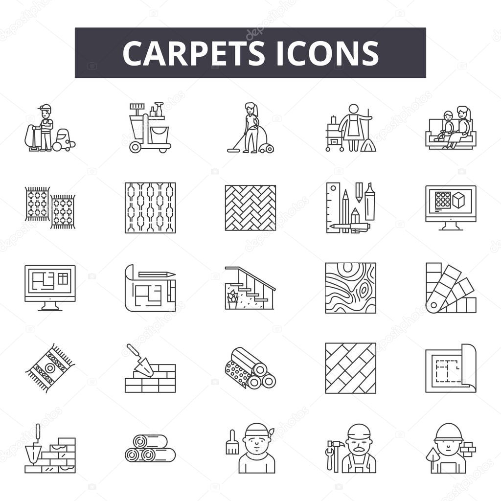 Carpets line icons, signs set, vector. Carpets outline concept illustration: carpet,isolated,floor,shape,design