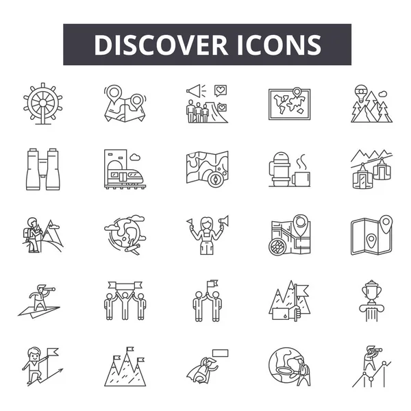 Çizgi simgelerini, işaret kümesini, vektörü keşfedin. Anahat kavramını, illüstrasyonu keşfedin: keşfedin, arama,görme, konsept