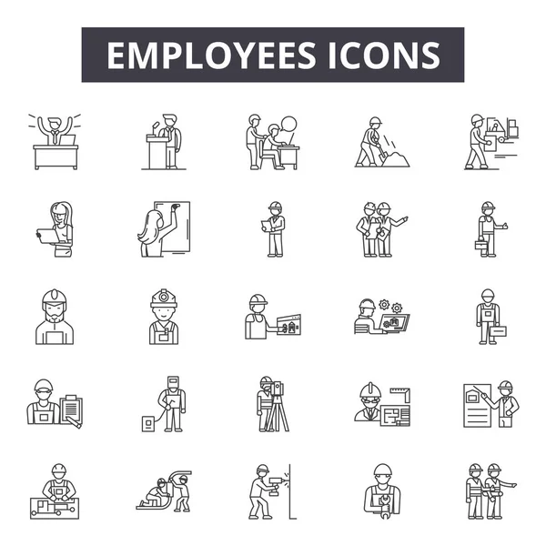 Ikony řádků zaměstnanců, nastavení značek, vektor Přehled zaměstnanců koncept, obrázek: zaměstnanec, podnik, tým, manažer, osoby, osoba, týmová práce, skupina, partnerství — Stockový vektor