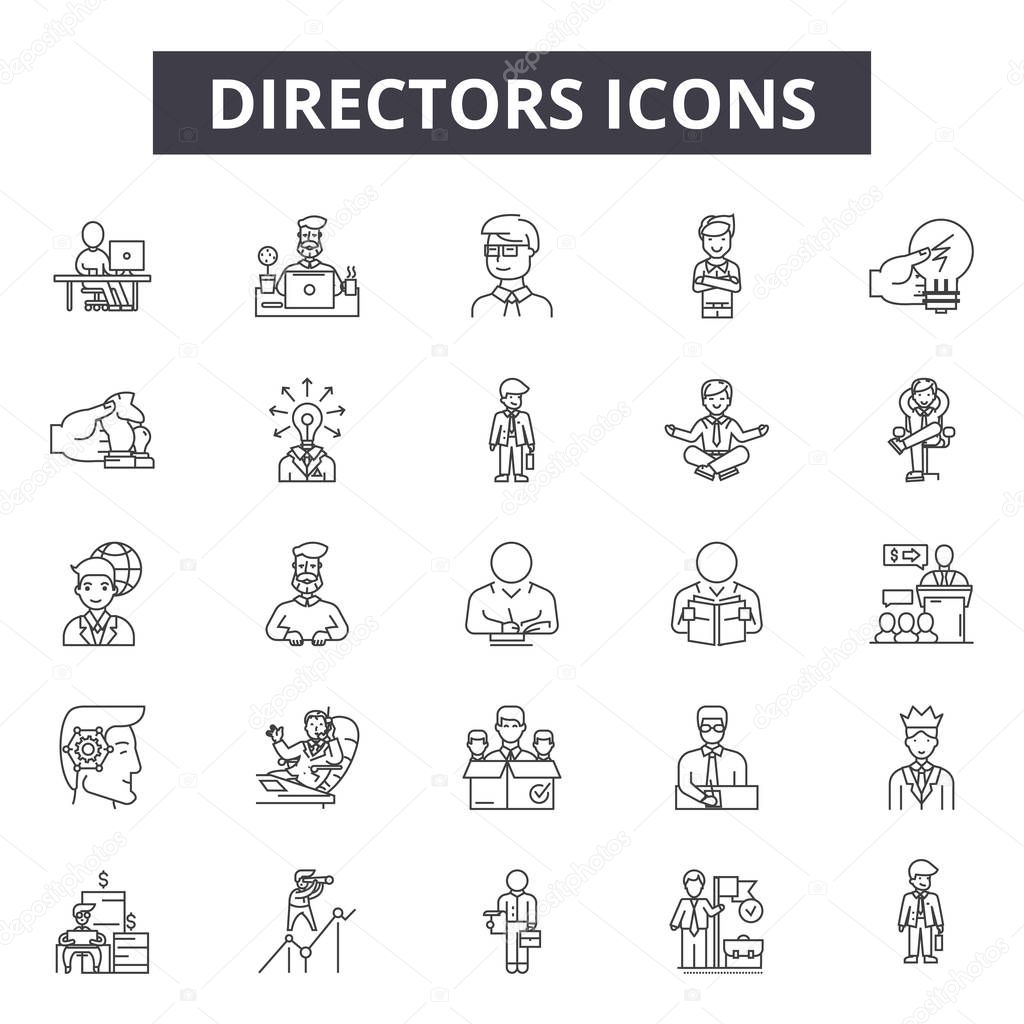 Directors line icons, signs set, vector. Directors outline concept, illustration: director,business,people,meeting,company,manager