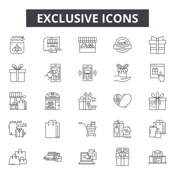 Exclusieve lijn iconen, borden set, Vector. Exclusief overzichts concept, illustratie: exclusief, label, debadge, Business — Stockvector