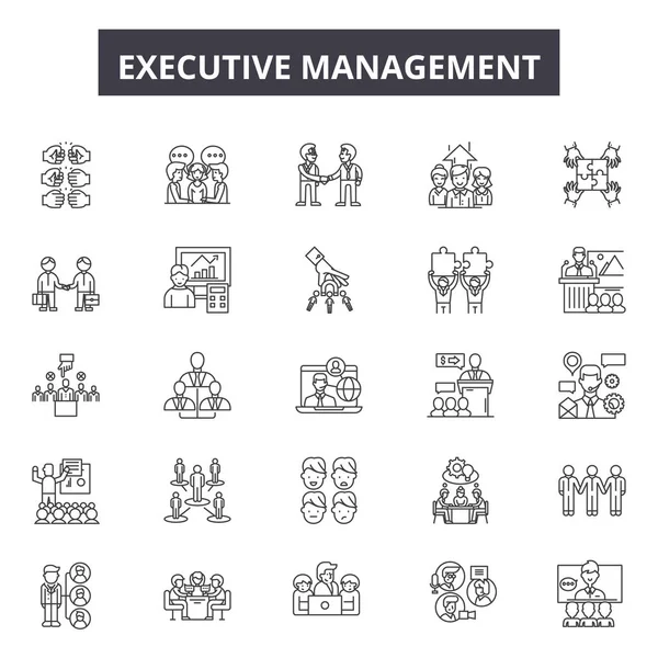 경영진 관리 라인 아이콘, 표지판 세트, 벡터. 경영진 개요 개념, 삽화 : 임원, 비즈니스, 인간, 관리자, 사람, 관리, 직장, 직원 — 스톡 벡터