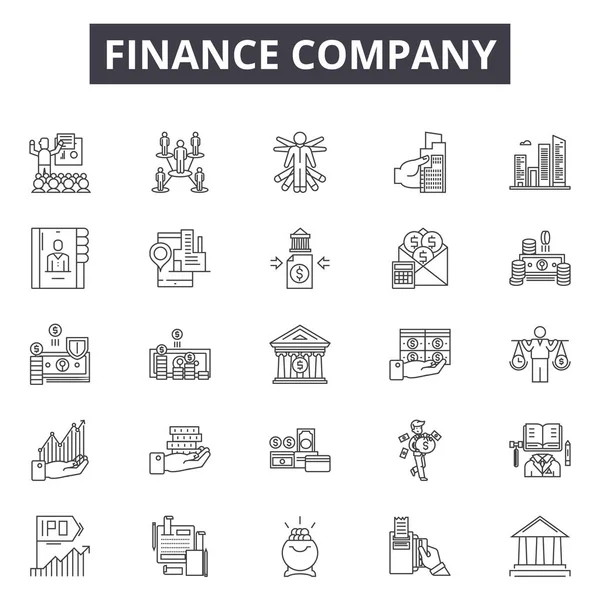 Finanças ícones de linha da empresa, conjunto de sinais, vetor. Concepção de contorno da empresa financeira, ilustração: finanças, negócios, empresa, escritório, gráfico, deconcept —  Vetores de Stock