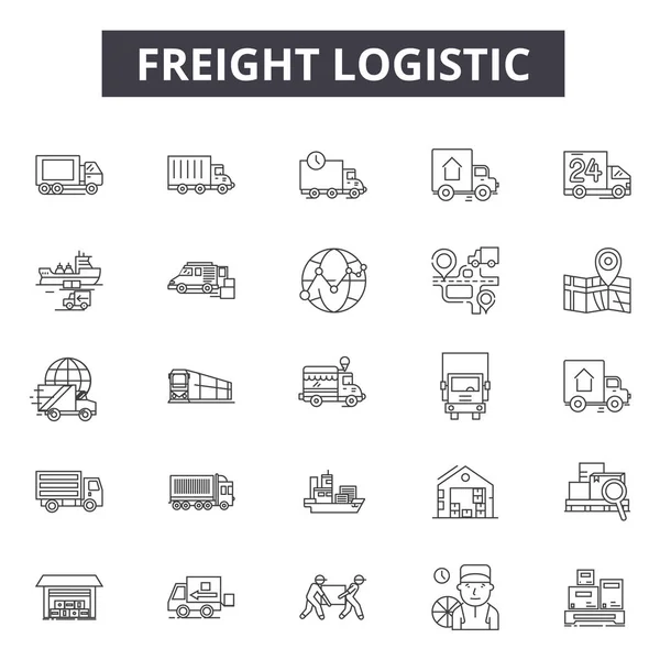 Εμπορικά σύμβολα, πινακίδες, διάνυσμα. Ιδέα μεταφοράς εμπορευματικών μεταφορών, απεικόνιση: ναυτιλία, παράδοση, ναύλος, κουτί, φορτηγό, πλοίο, φορτίο, μεταφορά, εξαγωγή — Διανυσματικό Αρχείο