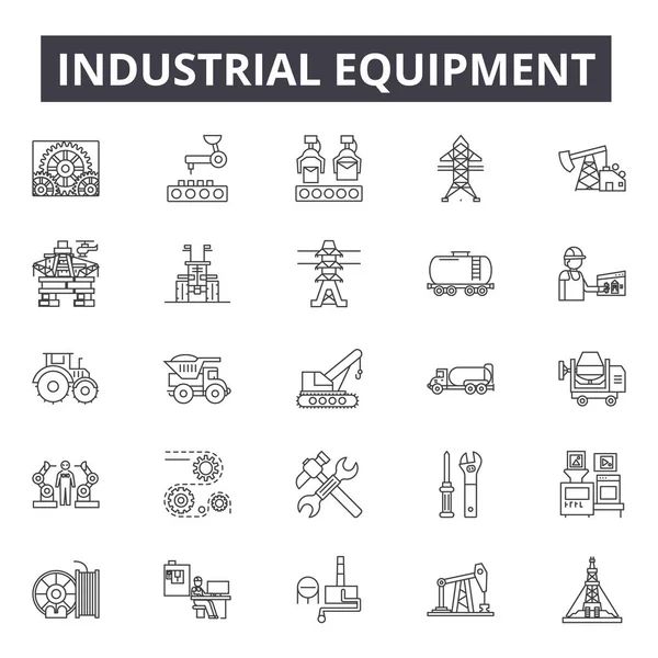 Iconos de línea de equipos industriales, letreros, vector. Concepto de esquema de equipo industrial, ilustración: equipo, industria, industrial, trabajo — Archivo Imágenes Vectoriales