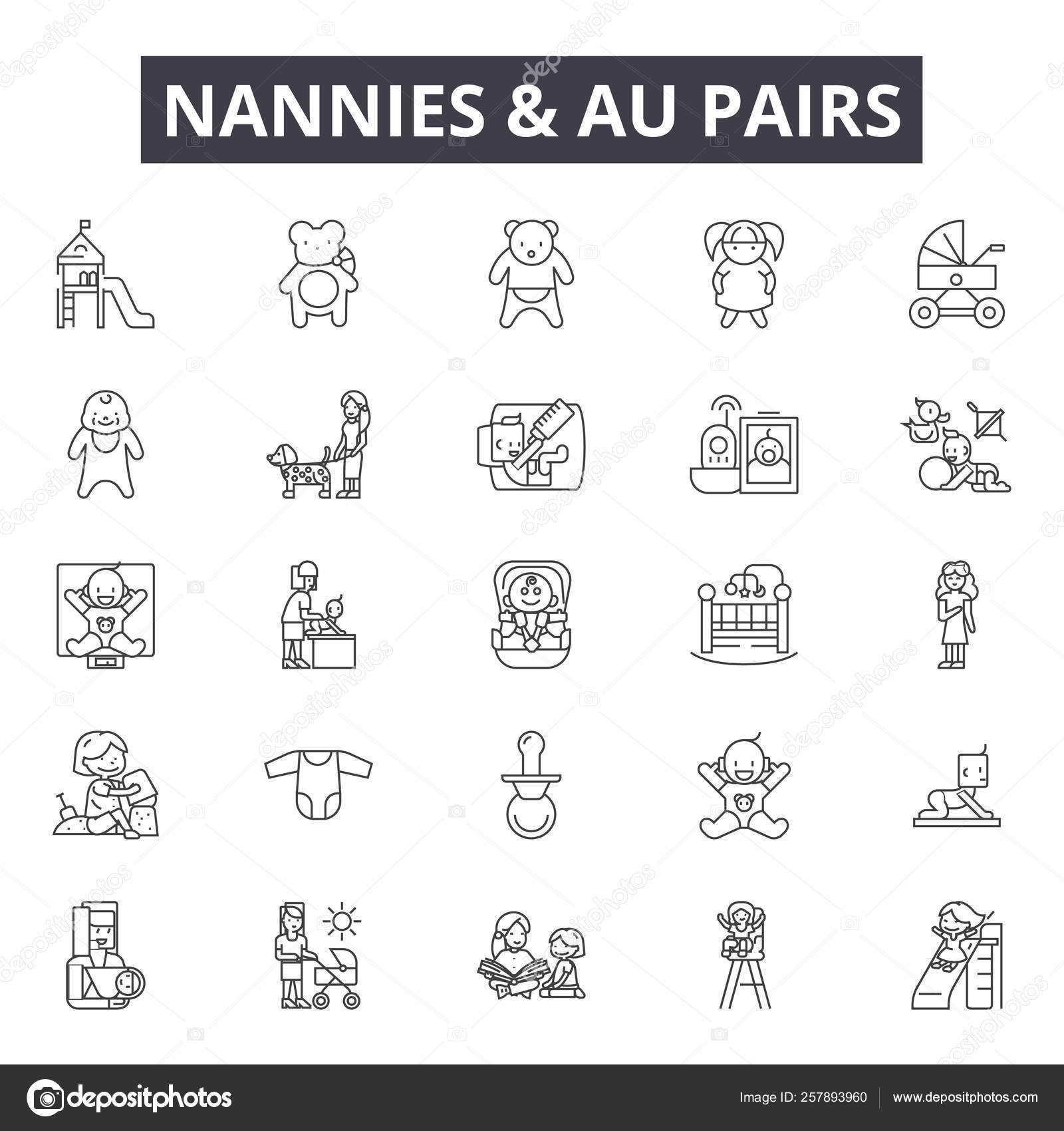 Nannies And Au Pairs Line Icons Signs Set Vector Nannies And Au Pairs Outline Concept Illustration Babysitter Nanny Child Care Baby Au Pair Logo Stock Vector C Iconsgraph