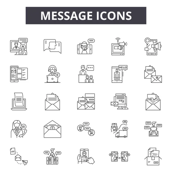 Iconos de línea de mensaje, signos establecidos, vector. Concepto de esquema de mensaje, ilustración: mensaje, comunicación, internet, web, chat — Archivo Imágenes Vectoriales