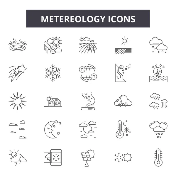 Metereologie čáry, nastavení značek, vektor. Koncepce metereologie, ilustrace: erupce, teplota, sluneční záře, horko, dovolená, slunce, moře, léto, sunshin, příroda — Stockový vektor