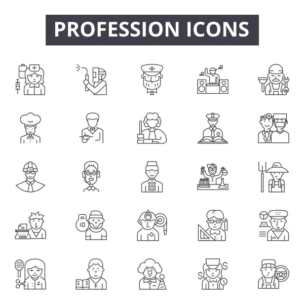 Profession line icons, signs set, vector. Profession outline concept, illustration: profession,doctor,job,worker,business,man,people,person