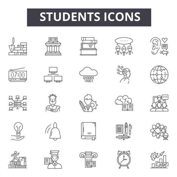 学生行图标，符号集，矢量。学生概念，插图：教育，学校，大学，学生，学院，学习，毕业 — 图库矢量图片