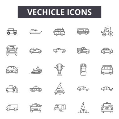 Vechicle line icons, signs set, vector. Vechicle outline concept, illustration: graphic,automobile,deoutsign no entry clipart